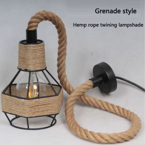 Винтидж полилей - пендел De LUX PEAR EDGE 121, стомана и коноп, E27